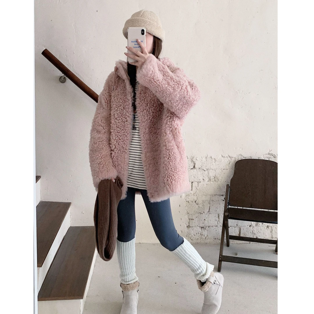 JIAY 进口托卡皮毛一体双面中长款连帽冬季海宁皮草外套女正品