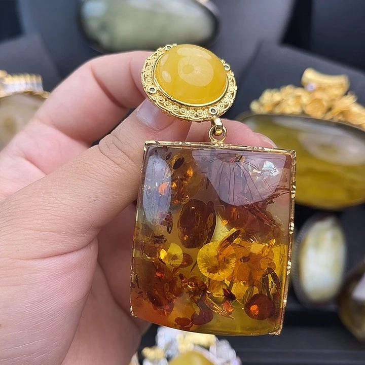 琥珀银S925镶嵌裸石