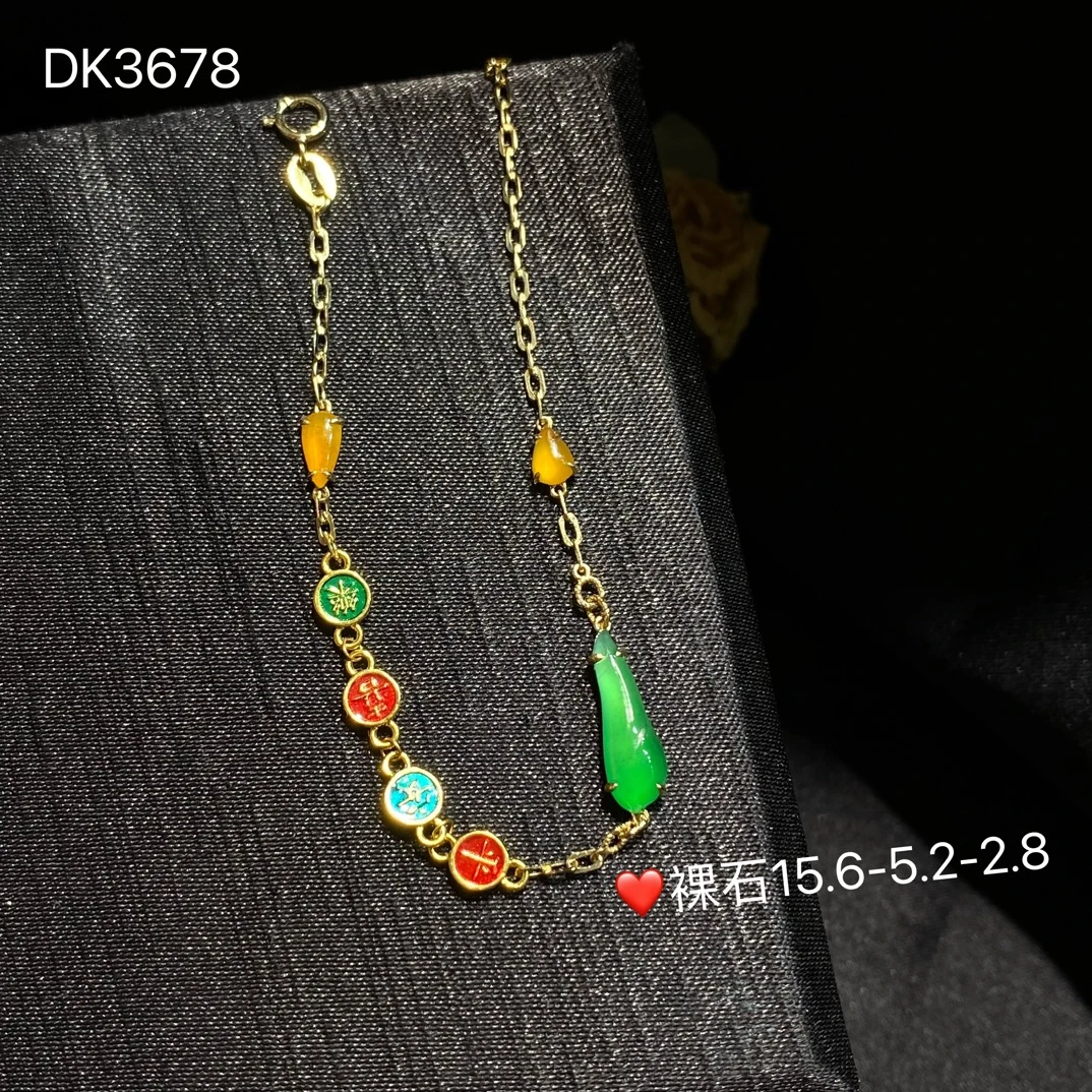 附自然光视频阳绿黄翡随行多宝设计款手链翡翠玉石缅A18k时尚