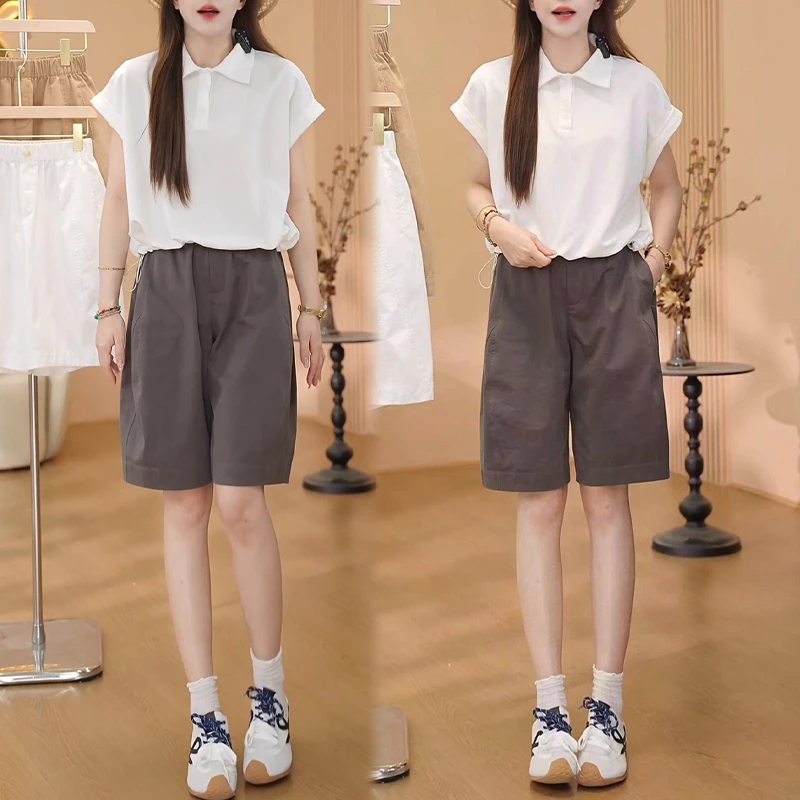 短袖体恤薄款上衣套装女2026新款夏季休闲运动裤子显瘦短款两件套