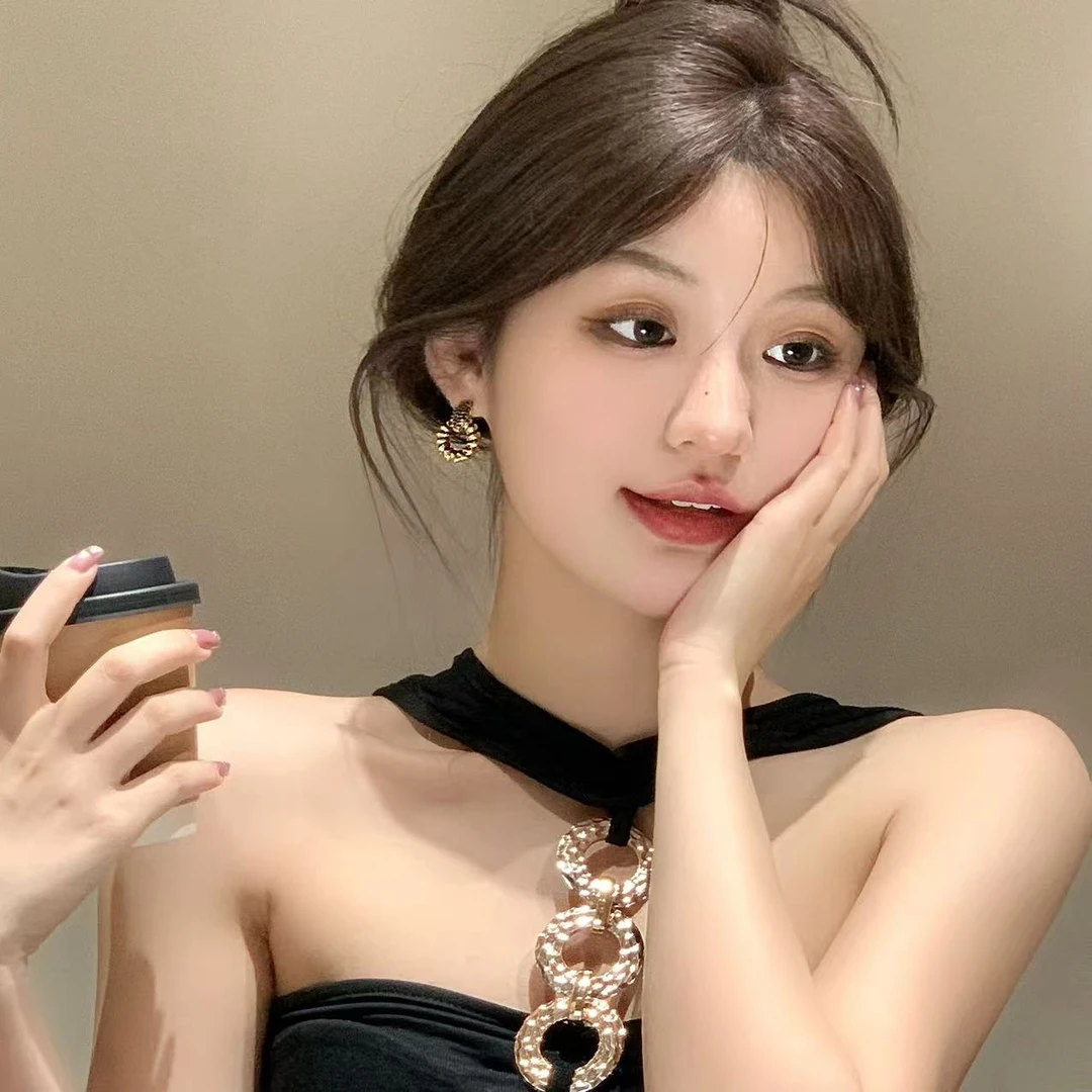 FULL GIRLISH耳环02465几何法式麻花耳钉耳饰