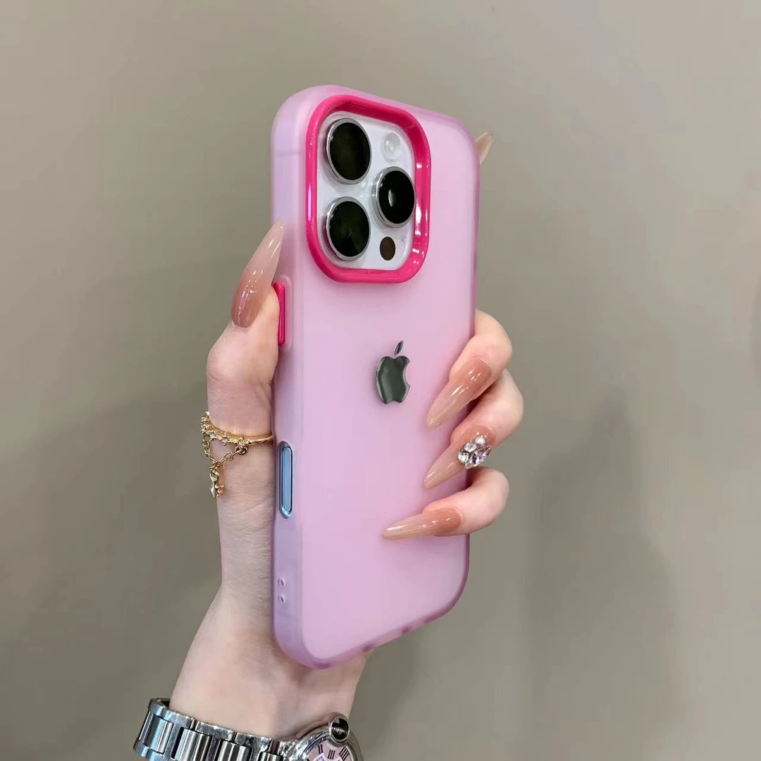 冰雾肤感磨砂适用苹果16promax手机壳网红iPhone15撞色14pro情侣