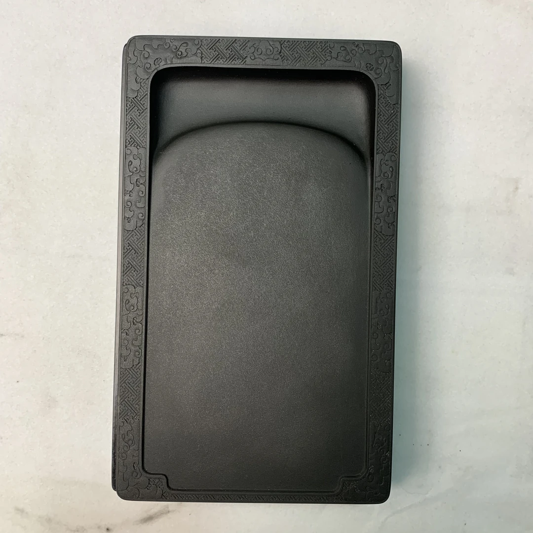 8.5寸老坑眉子坑光板龙纹门字歙砚22/13/3.8厘米木合包装