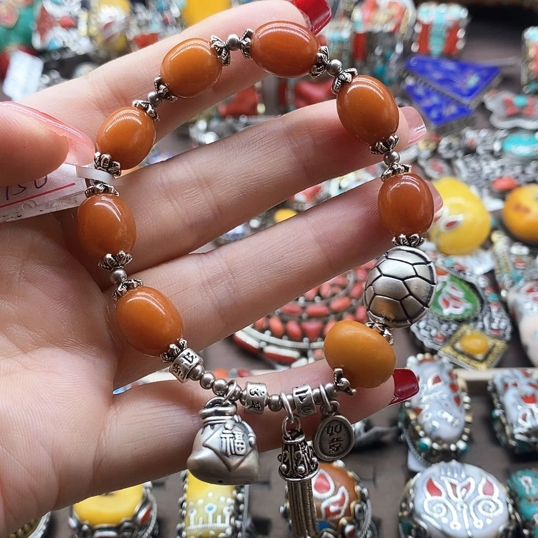 手链琥珀银S925镶嵌