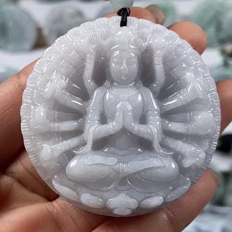 翡翠颈饰未镶嵌山水千手观音两面工福利