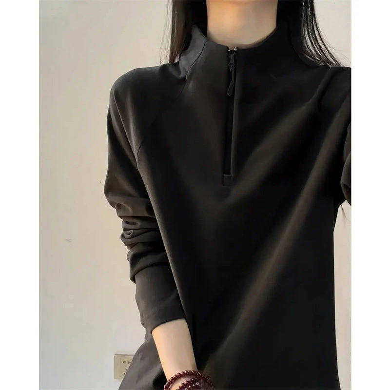 美式半拉链德绒打底衫男款秋冬户外健身运动长袖t恤重磅正肩卫衣