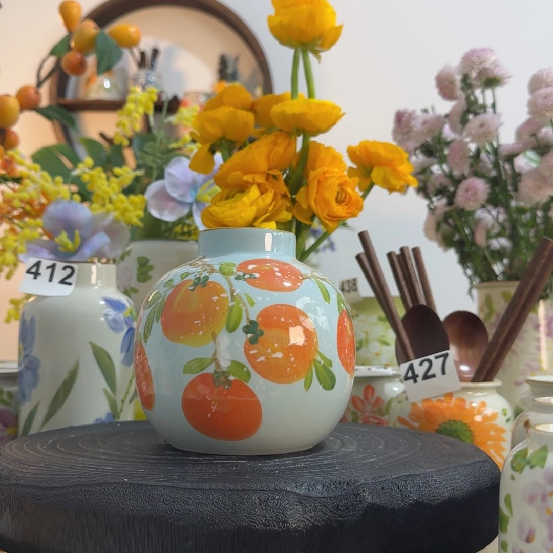 摆件景德镇手作陶瓷花瓶摆件无孔