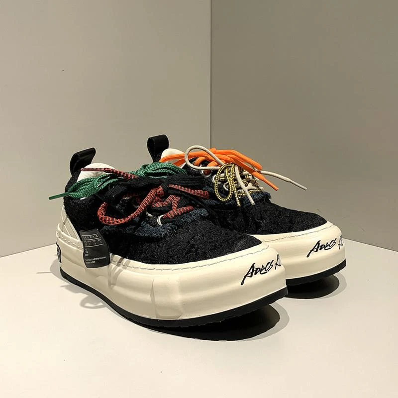 吴建豪同款时尚百搭情侣低帮休闲黑松露雪花酥风增高厚底男女款潮