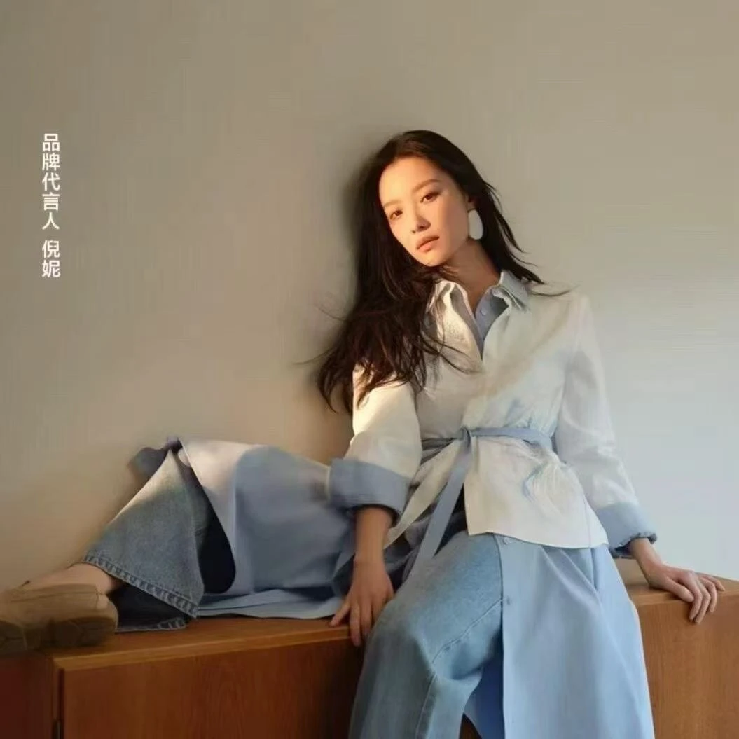 B322明星倪妮同款国风新中式重工刺绣衬衫322