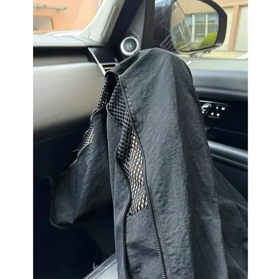 拓菲网眼冰丝裤子男款夏季侧边拉链速干工装裤直筒休闲阔腿空调裤