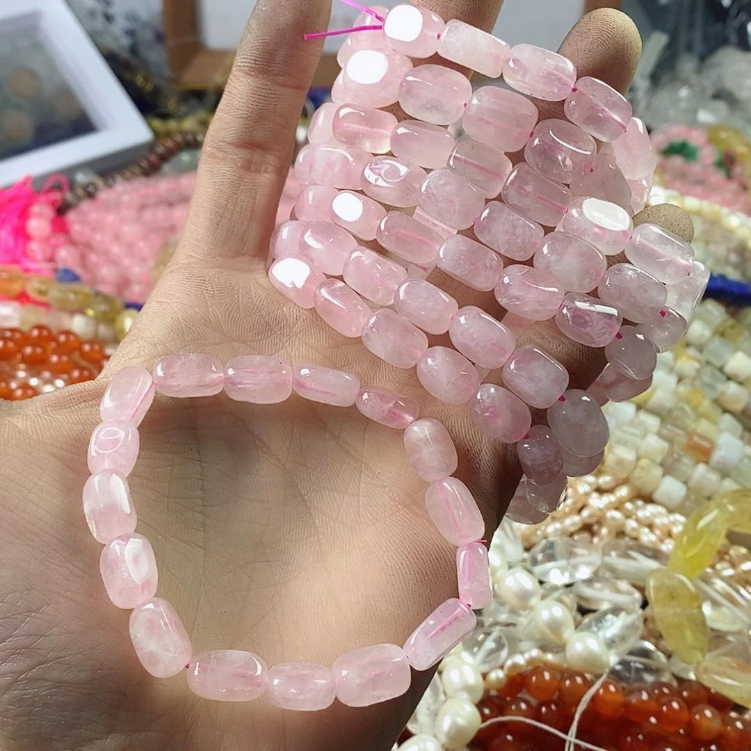 玛瑙/玉髓珠宝半成品未镶嵌一条天然粉水晶手链随机B103