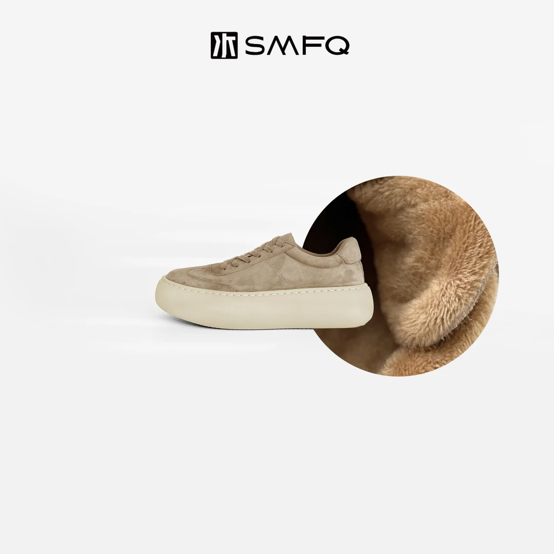 水木夫妻“云棉软糖”羊皮内增高羊皮内里百搭厚底德训鞋运动鞋