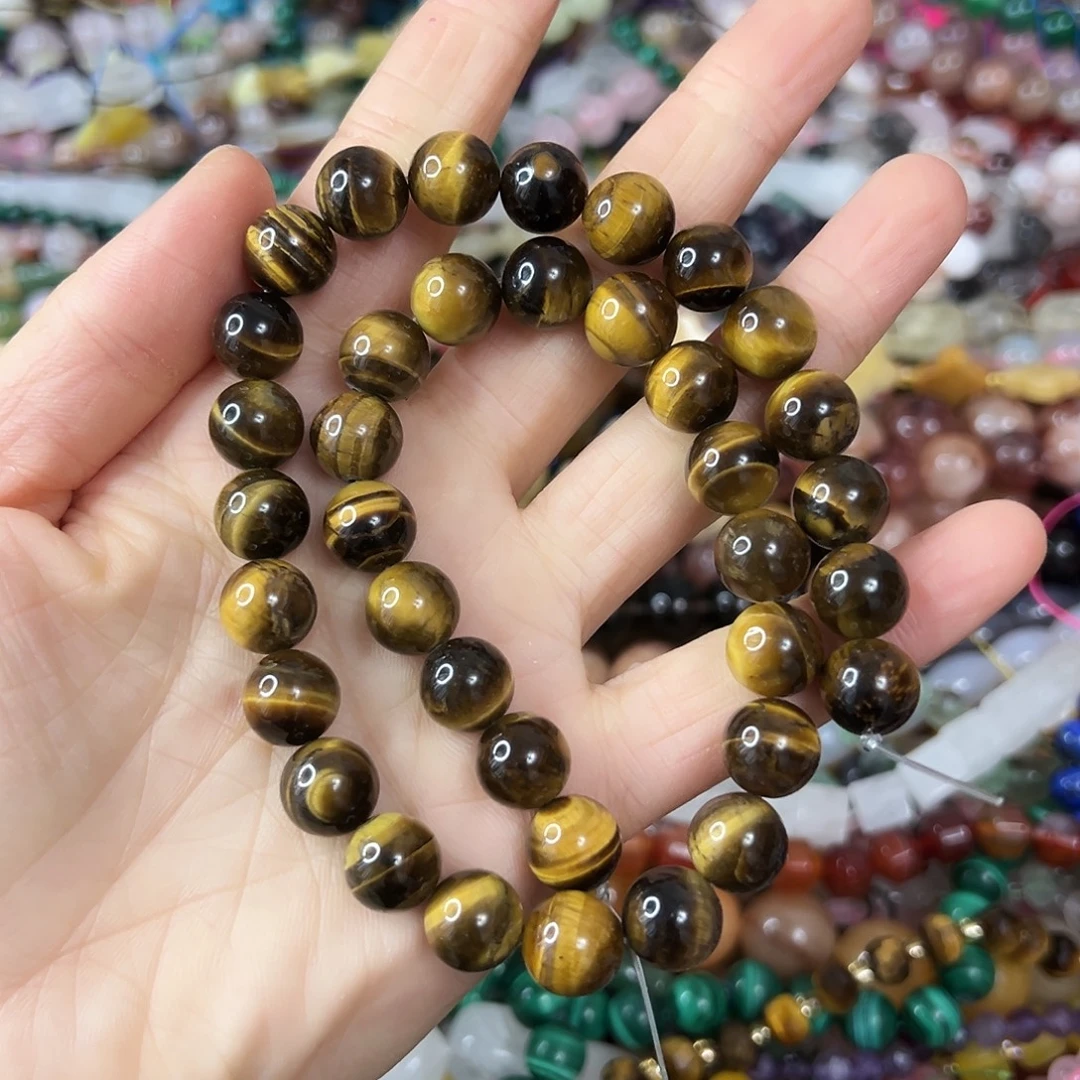 玛瑙/玉髓合金珠宝半成品 卡10黄虎眼石一条