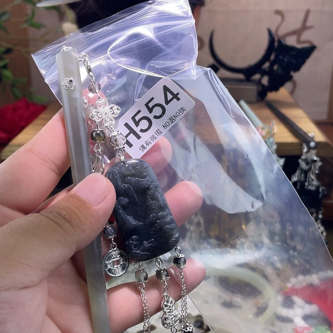 潼***】蛇纹石玉未镶嵌发饰