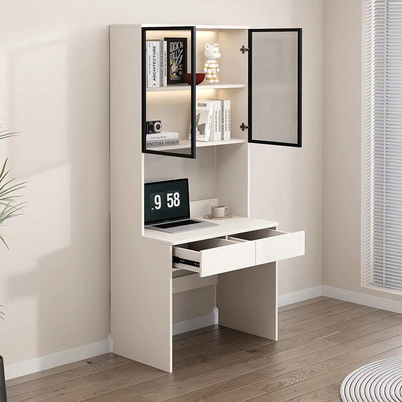 实木书桌书柜12-18岁书房ins风学习桌小型家用卧室一体小孩写字台