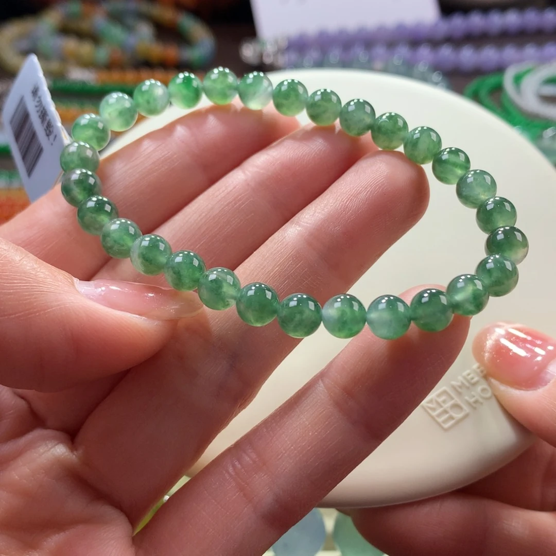 翡翠手链未镶嵌冰飘花卡6