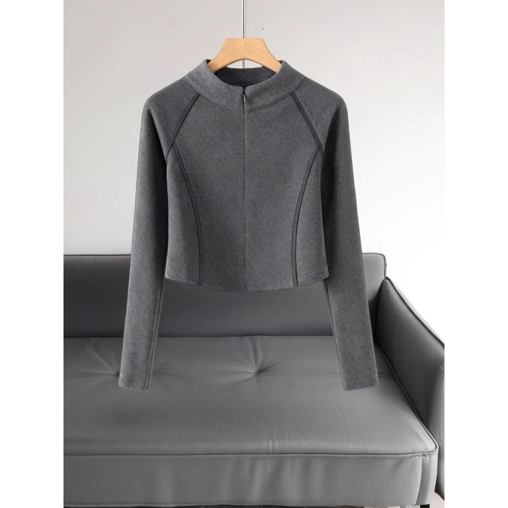 巨舒服这件！薄绒半高领长袖打底衫女2025年新款秋冬修身内搭上衣