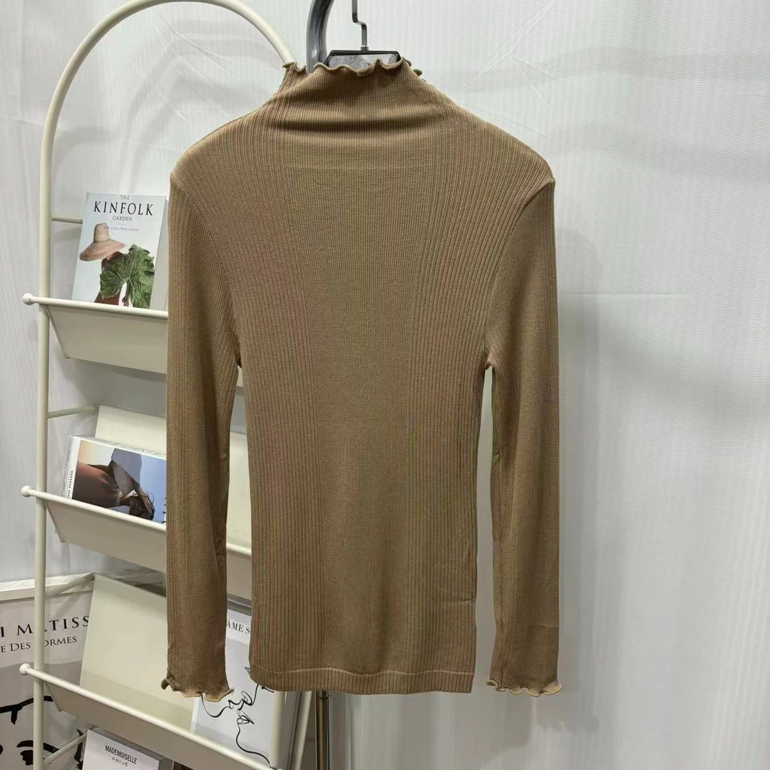 3951女士秋冬木耳边修身长袖针织衫