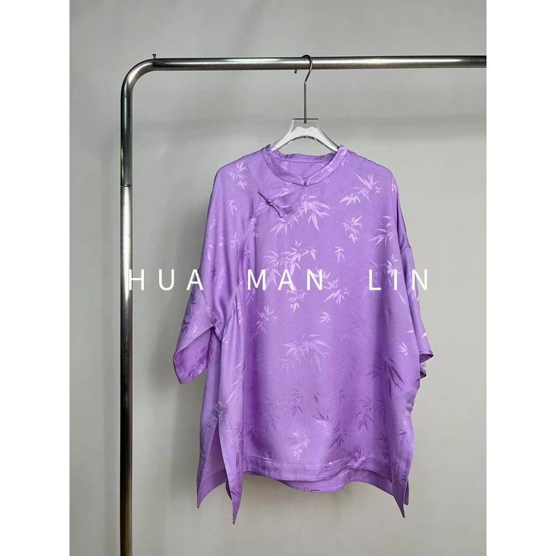 【预售，彩蛋】“紫竹”小立领斜襟花罗桑蚕丝上衣259710