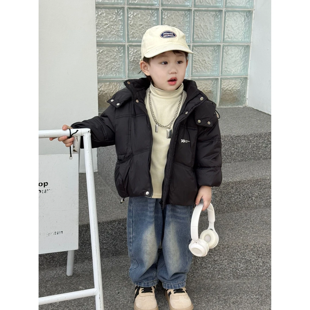 溯源2025年冬季新款男童新国标白鸭绒羽绒服保暖外套宽松韩版潮