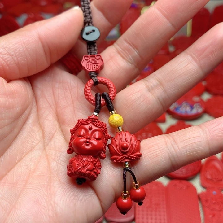 天然辰砂工艺品朱砂钥匙扣