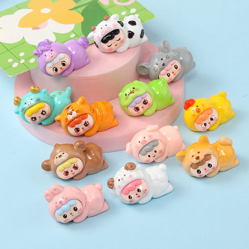 【九宫格双许愿】实色十二生肖 树脂DIY潮流摆件