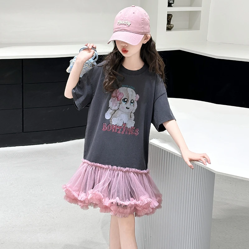 女童独特超好看短袖t恤夏装2025新款中大童甜美洋气女孩T恤泡泡裙