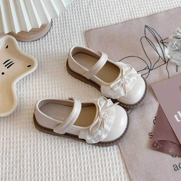 女童小皮鞋2025春新款公主软底百搭蝴蝶结宝宝单鞋洛丽丝绒公主