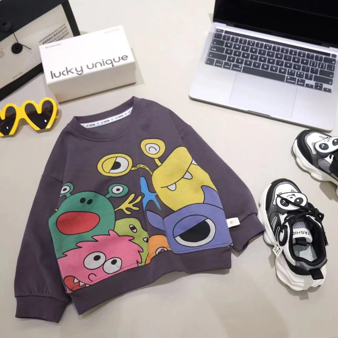 儿童春秋韩版卡通搞怪动物套头衫H1331