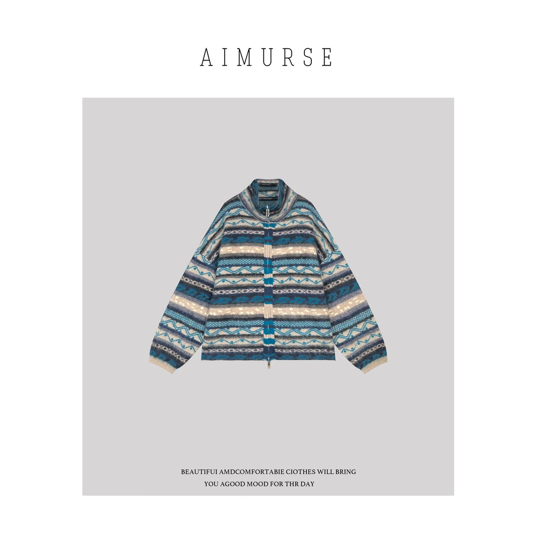 AIMURSE【绒光之境】小众设计师 复古花色秋冬保暖休闲毛衣 AM30039