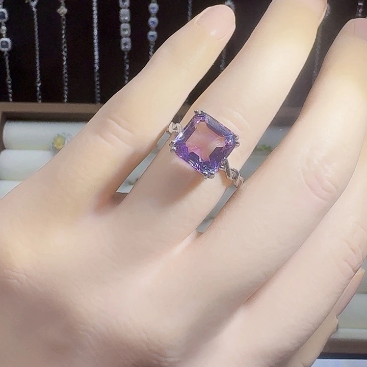 戒指银S925镶嵌紫晶