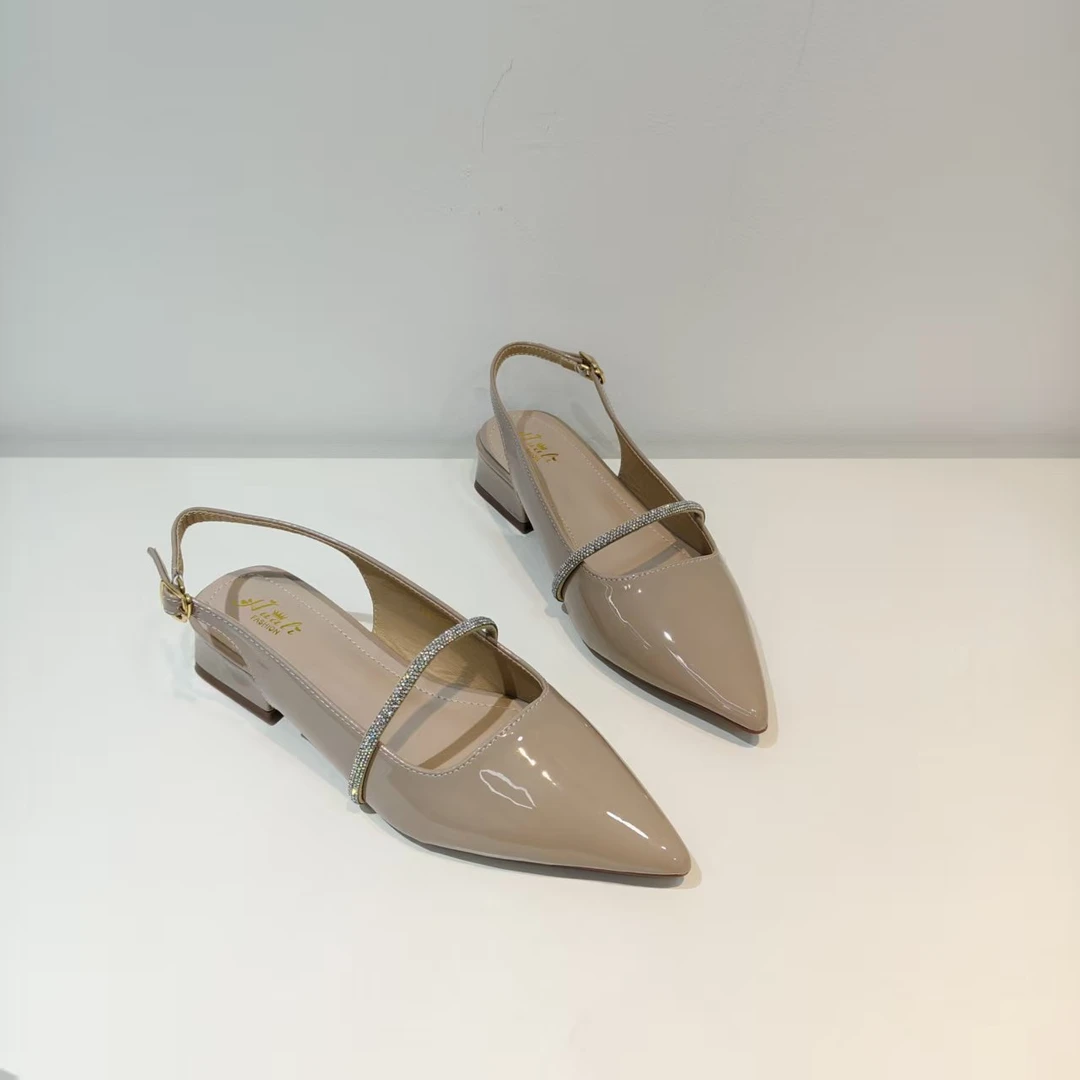 668-7尖头粗跟单鞋2025年仙女风法式尖头浅口时尚百搭低跟单鞋女