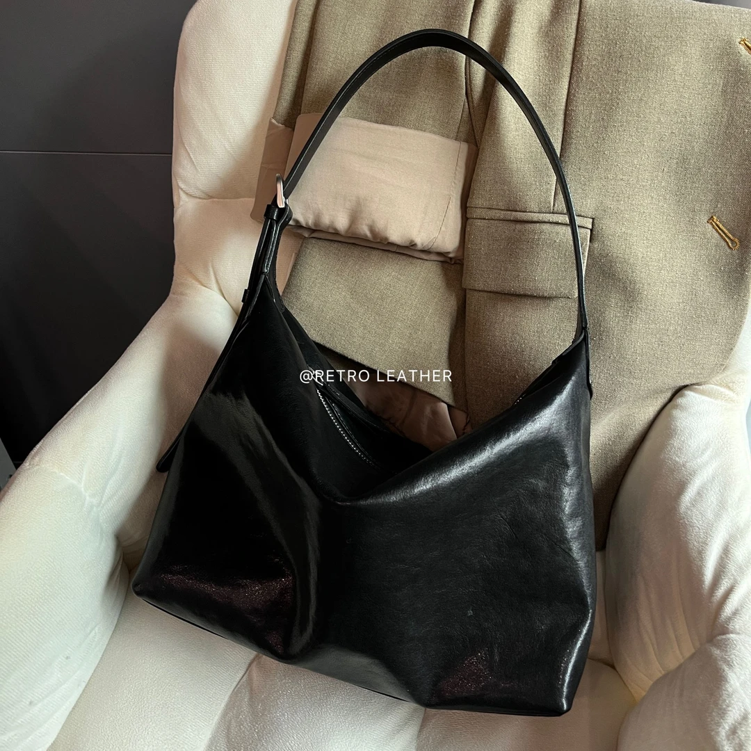 NANGE 定制/大号hobo 头层水晶植鞣牛皮