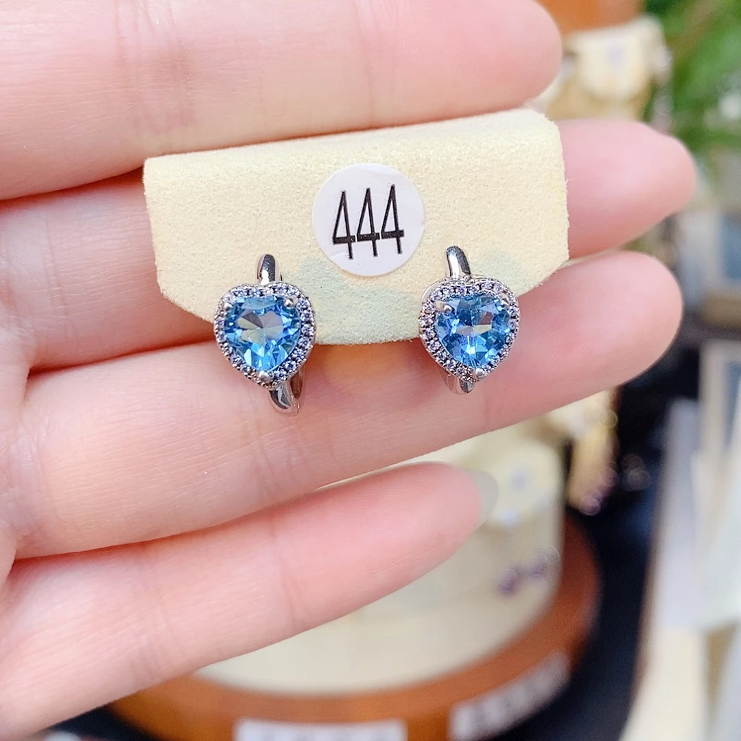 银S925镶嵌托帕石耳饰