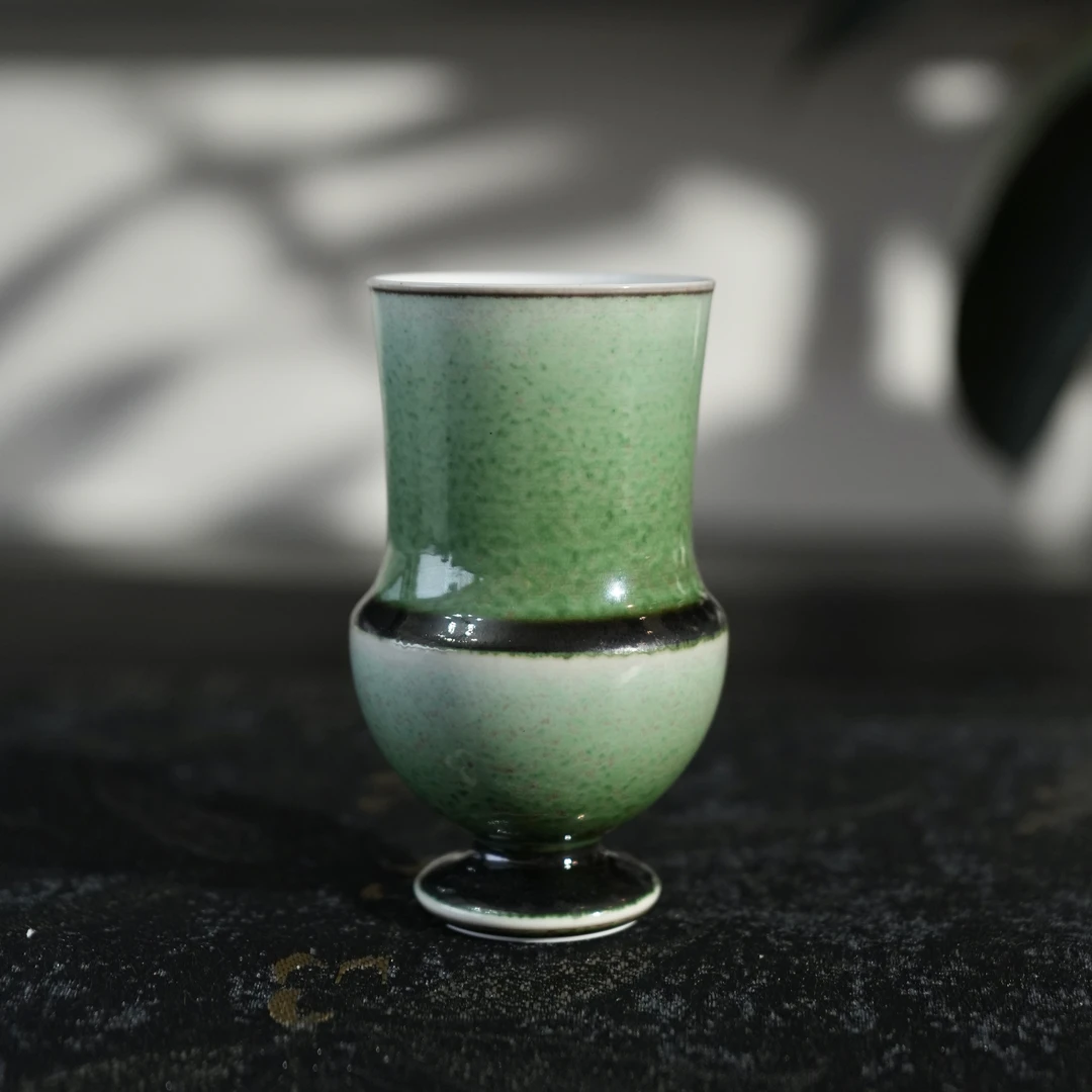 【观点】原创景德镇陶瓷窑变孔雀绿凯恩杯180ml（大）