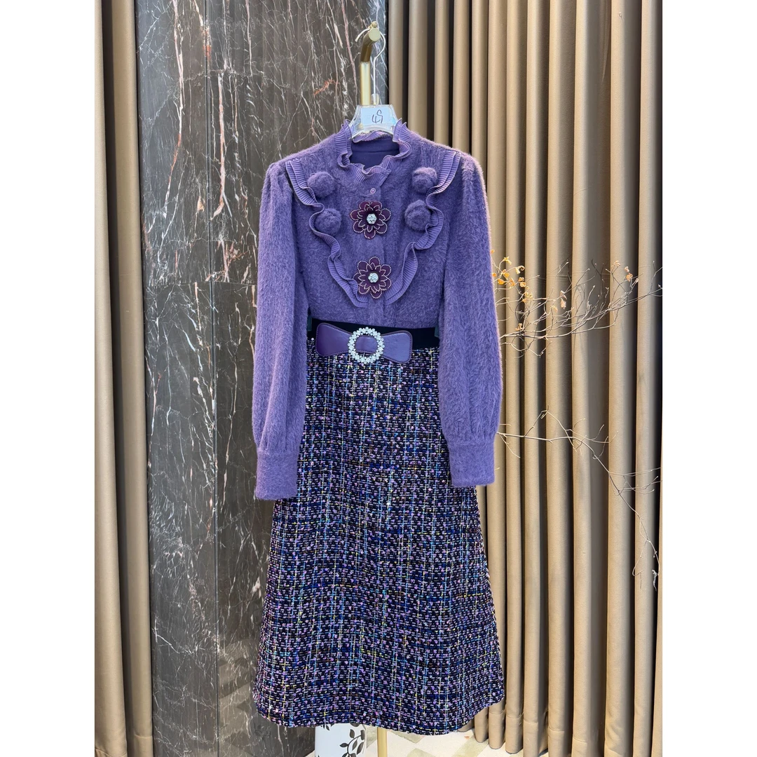 芙娜妮轻奢秋冬新款法式优雅气质套装复古显瘦名媛女装F2510436