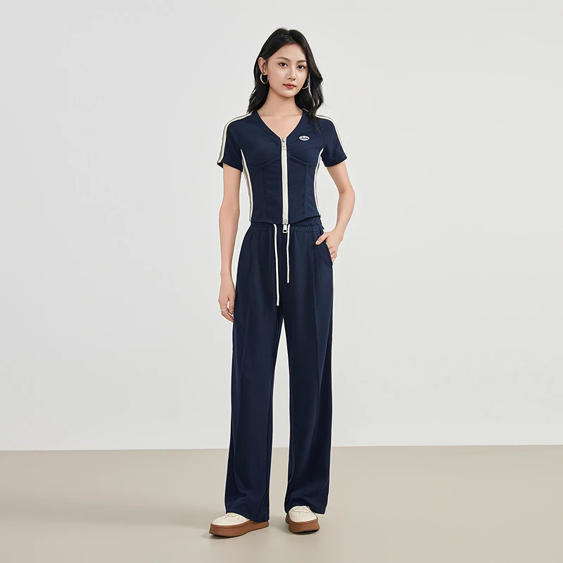 【活动款】爱客时尚运动风修身上下搭裤子两件套装女RL25217H002