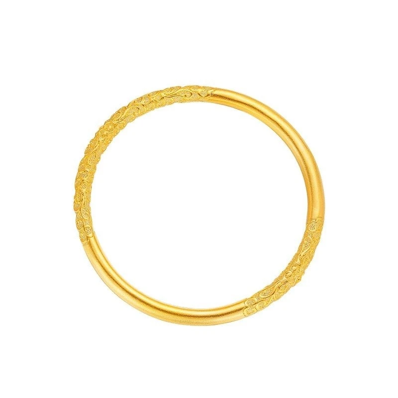 【紫荆花纹手镯】 经典款4MM 磨砂金色简约百搭 HJ080