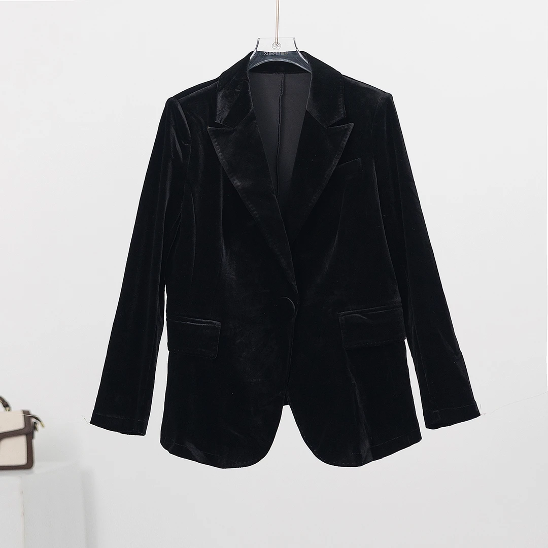 无印心匠K1697 丝绒西装女秋季新款休闲职业时尚外套女 A818