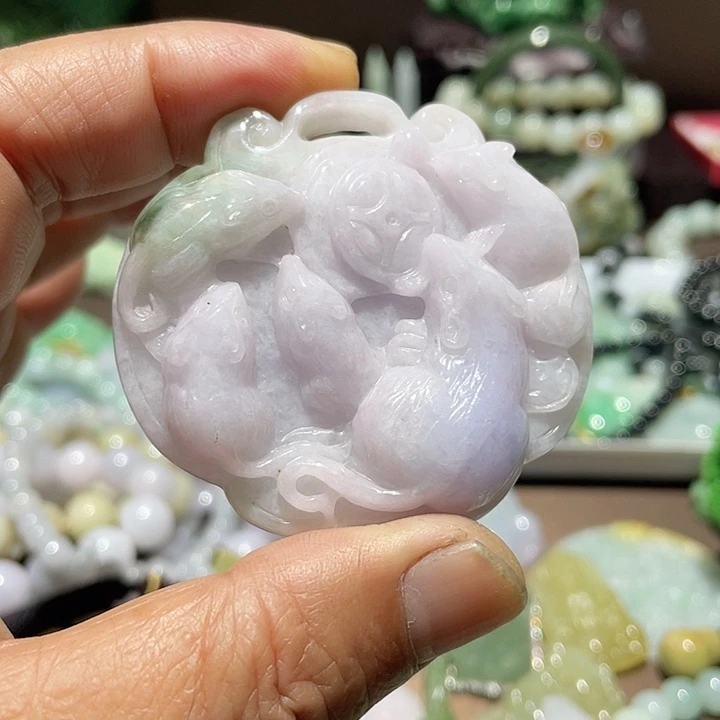 翡翠未镶嵌吊坠(不含链)五子登科