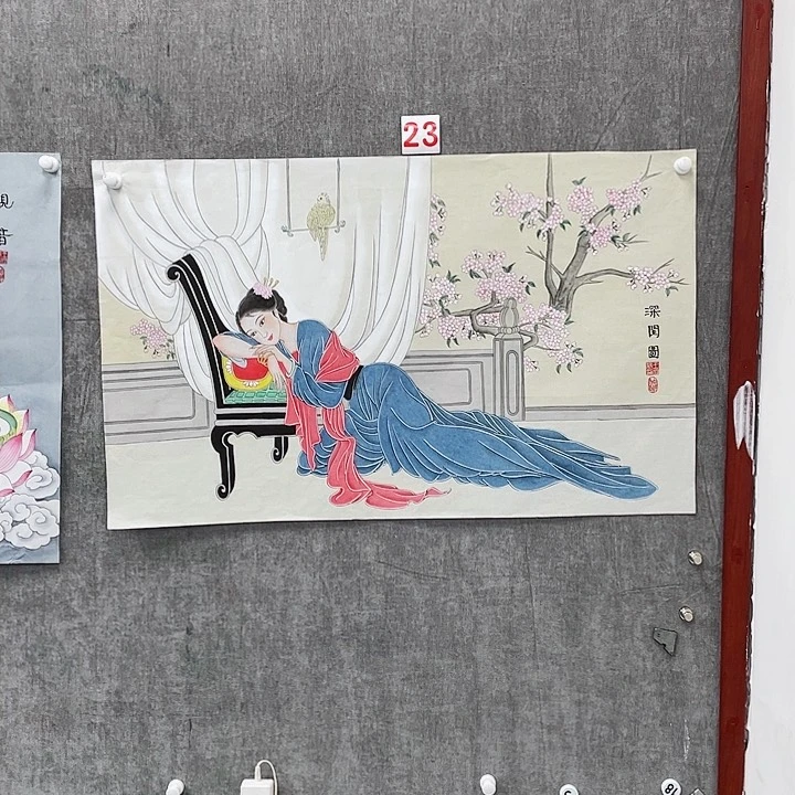 国画绘画作品王文莉97.54画芯工笔画