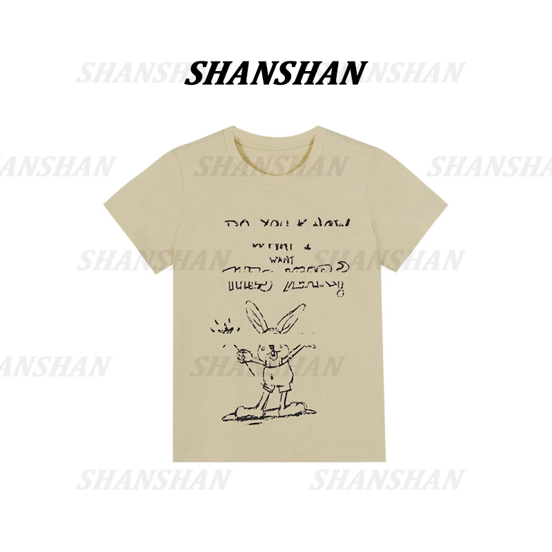 【SANSAN】拿烟花的小兔子春夏新款百搭短袖DY-6186