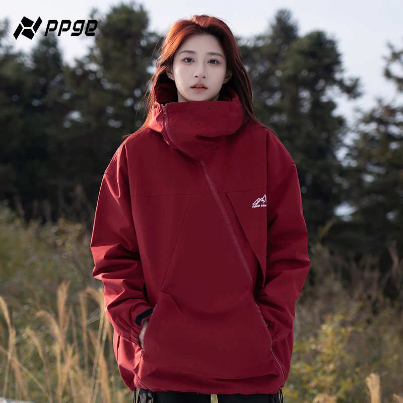 【斜拉链+防风防水+男女同款】ppge户外运动保暖软壳冲锋夹克外套