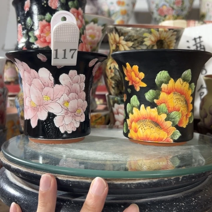 景德镇手绘花盆满38包邮偏远地区除外