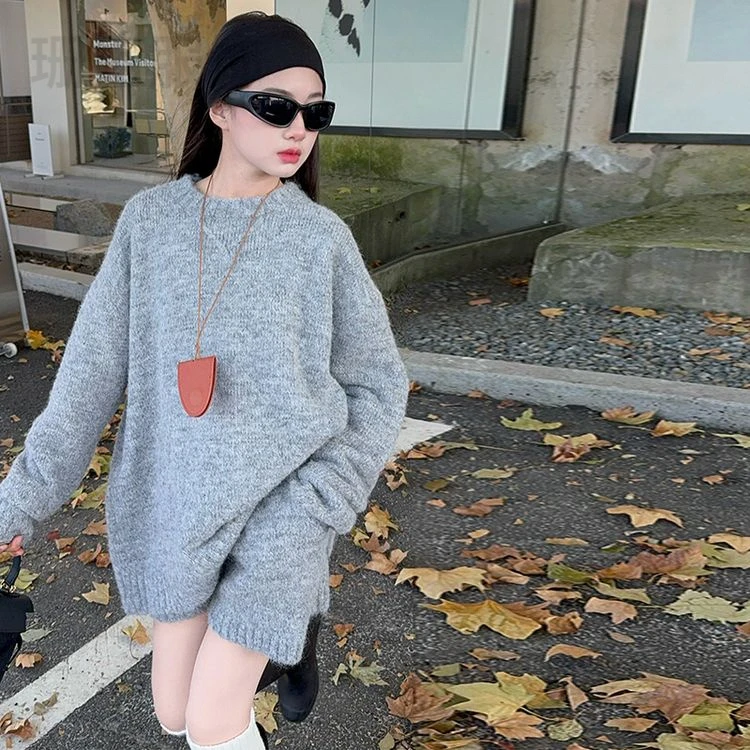 2025冬季打底毛衣套装加绒新款中大童洋气针织衫加厚保暖毛线衣冬