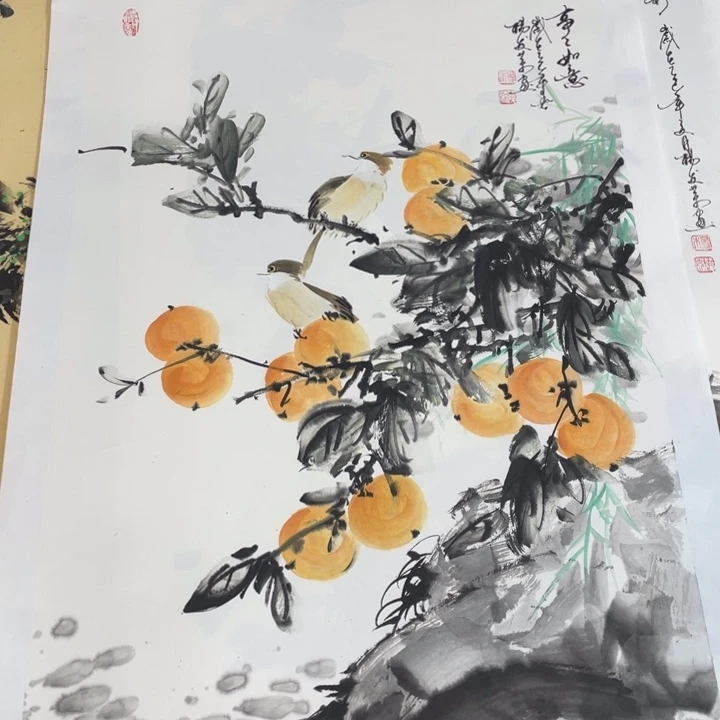 国画四尺三开作品一幅