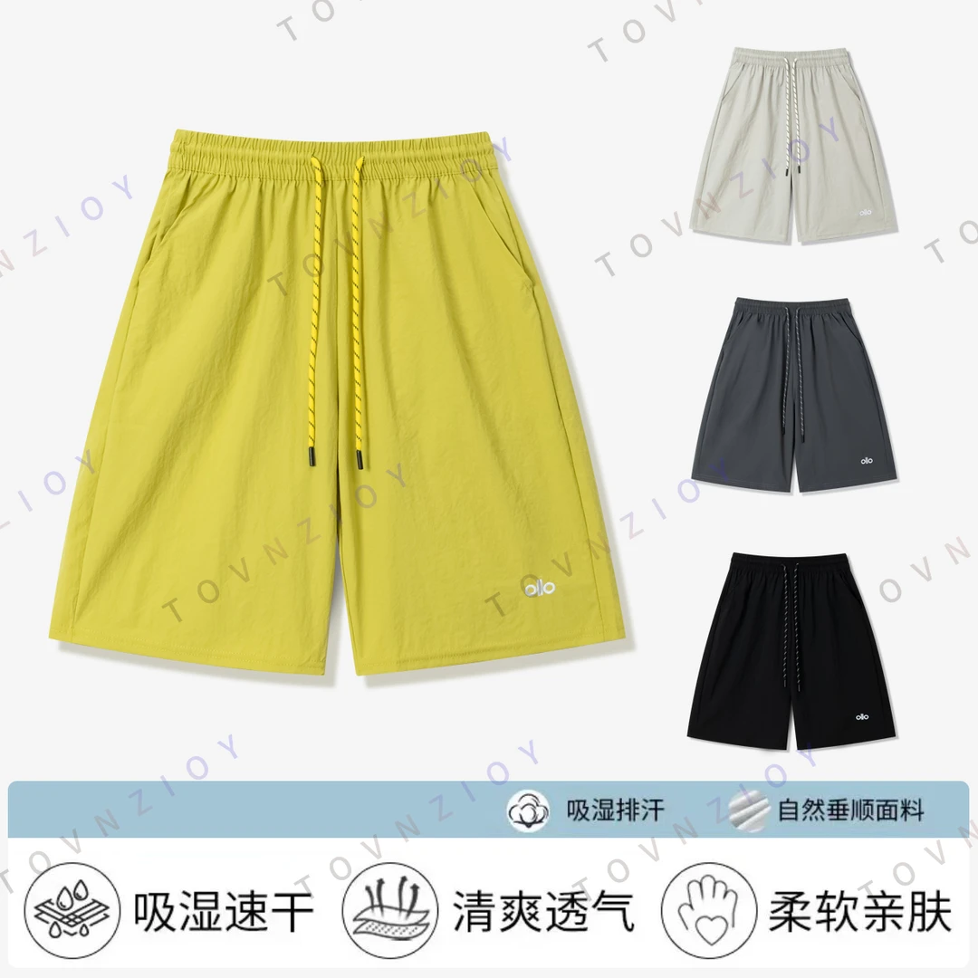 夏季透气宽松纯色中裤五分裤裤子百搭沙滩夏季短裤速干020