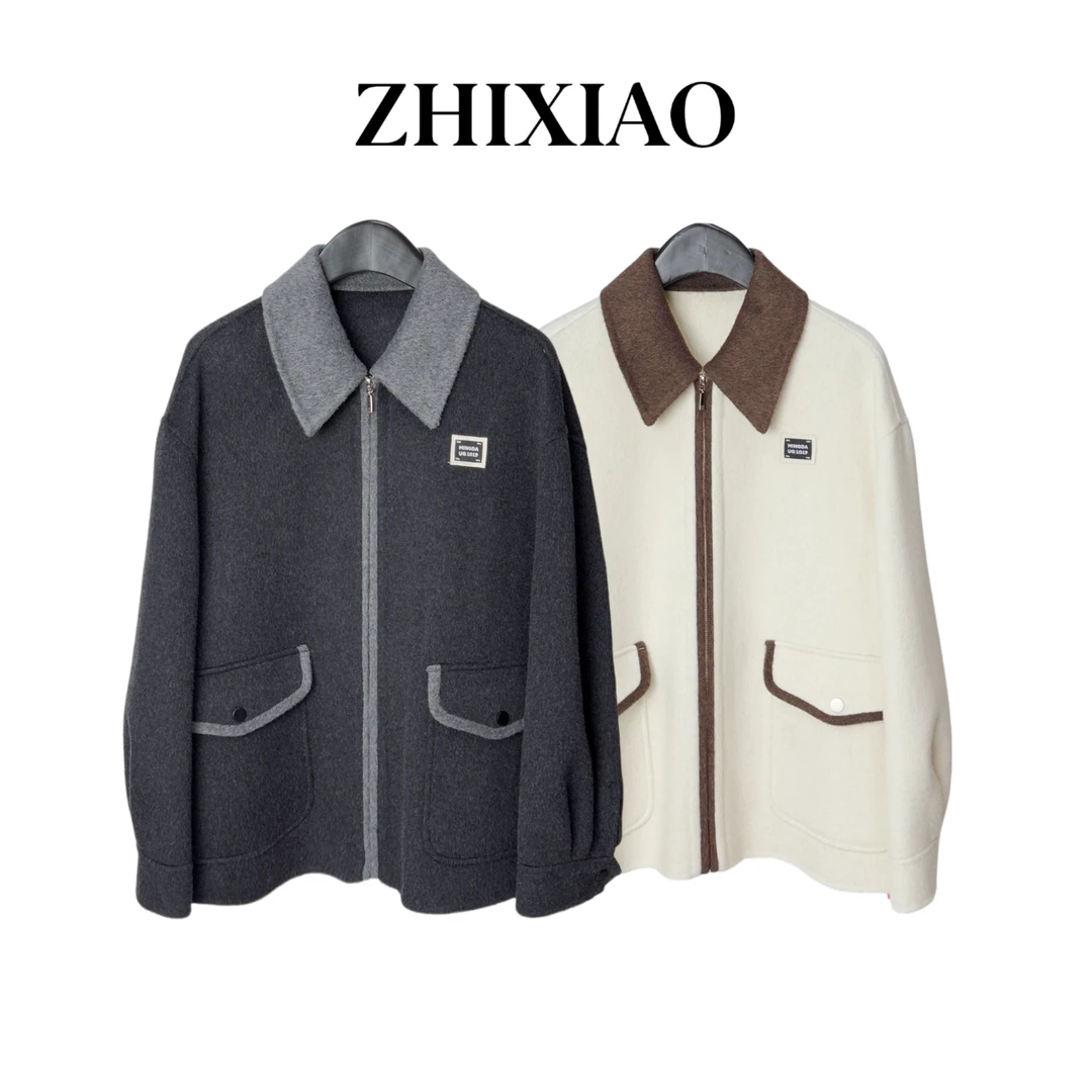 【ZHIXIAO】秋冬新款：拼色毛呢外套TR964