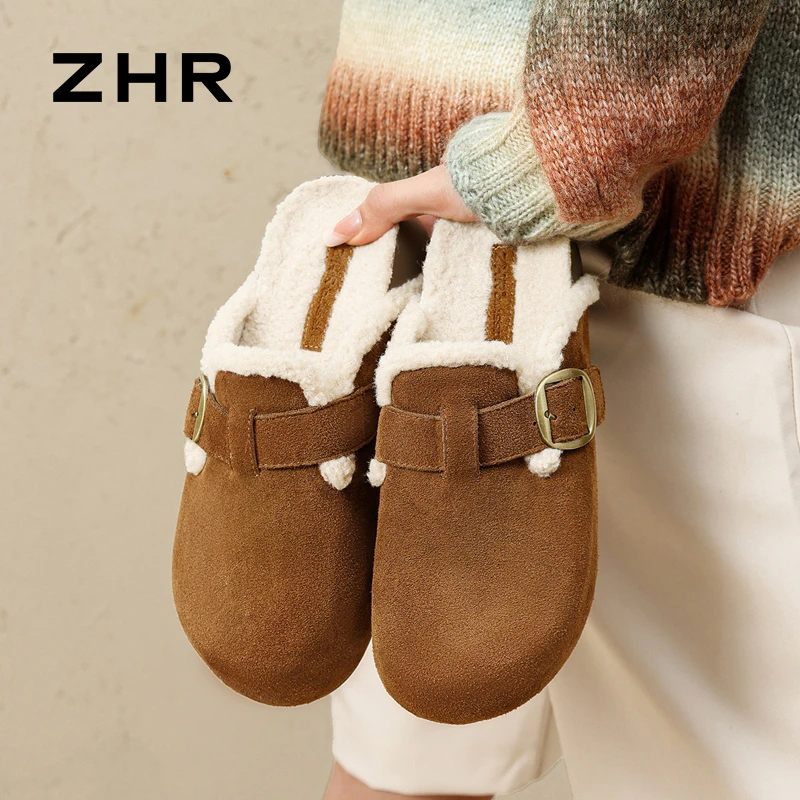 【赵昭仪同款】暖冬博肯加厚25冬绒面羊羔女包头拖鞋通勤ZHR女鞋