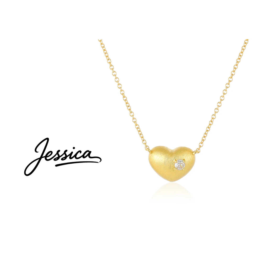 佳西卡 CNC 精工 45厘米 拉丝花纹雕刻爱心项链（JXK596）